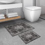 Mijölnir 510616 Juego de Alfombras de Baño de Poliéster Gris 2 Piezas 50x60 cm y 60x100 cm